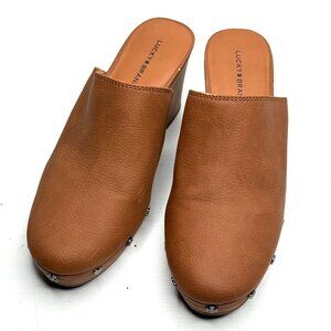 Lucky Brand Hazleigh Slip On Platform Western Boho Studded Mule Clog Womens 8.5